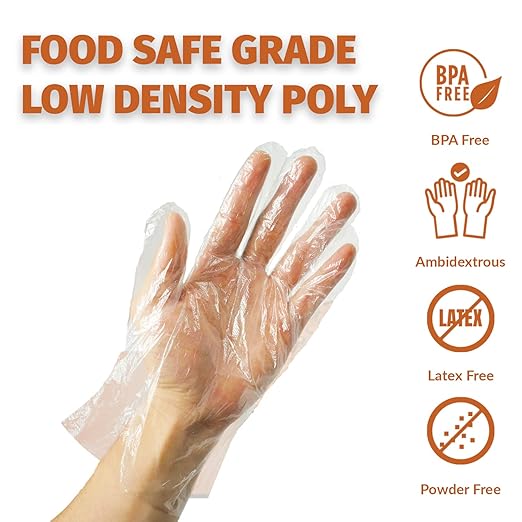 GORILLA SUPPLY 1000 BPA Free Premium Disposable Gloves Poly PE LDPE Plastic for Kitchen Food Handling Food Prep Latex & Powder Free (1000 Count, Large)