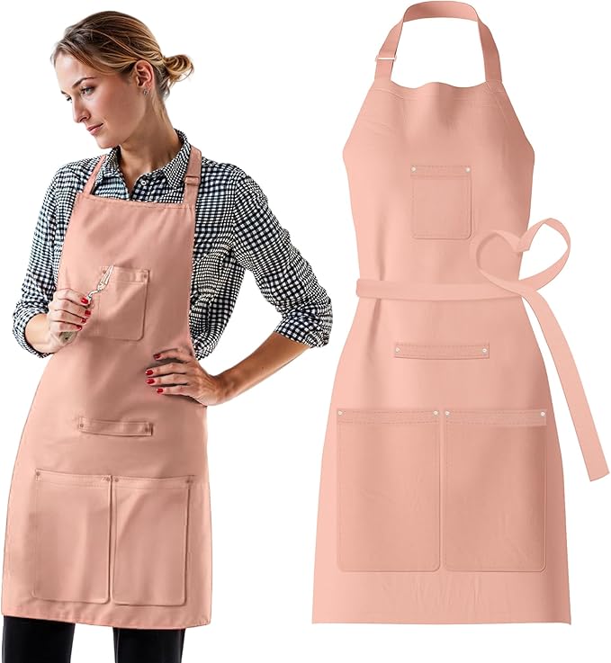 Waterproof Apron for Adults – Adjustable Fit with Deep Pockets, Stylish Cooking & Baking Apron for Women & Men