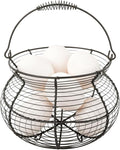 Egg Collecting Basket - Vintage Woven Wire Organizer, Chicken Egg Basket, With Handle Counter Ovum Holder | For Kitchen Counter Farmhouse Garden Harvest Fruit Vegetable Easter Festival