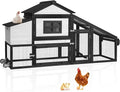 Aivituvin Mobile Chicken Coop with Wheels for 2-4 Chickens, Backyard Expandable Chicken House Duck Cage with Run, 2 Nesting Boxes, Easy Clean Pull-Out Tray, Leak-Resistant Asphalt Roof, 72.3"(Black)