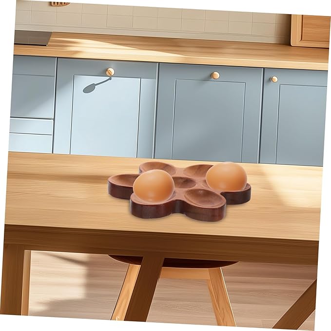 Egg Storage Basket Wooden Organizer Rustic Kitchen Storage Rack for Countertop Decor