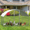 GarveeLife Large Metal Chicken Coop, Dome Shape with Tri-Supporting, Chicken Coop Run with Waterproof and Anti-UV Cover (6.6'L x 9.8'W x 6.6'H)