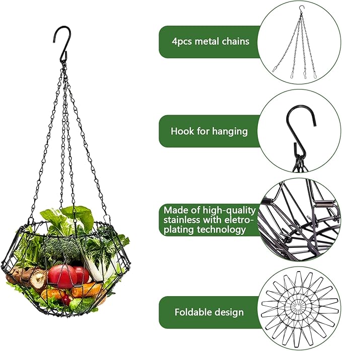 Hanging Chicken Feeder, Foldable Poultry Feeder Basket for Chicken Duck Coop, 1 Pcs