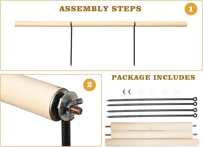 Chicken Coop Accessories, Extra Long Wooden Chicken Roosting Perch with Metal Stakes, Roosting Bars for Chickens in Coop, Chicken Enrichment Toys