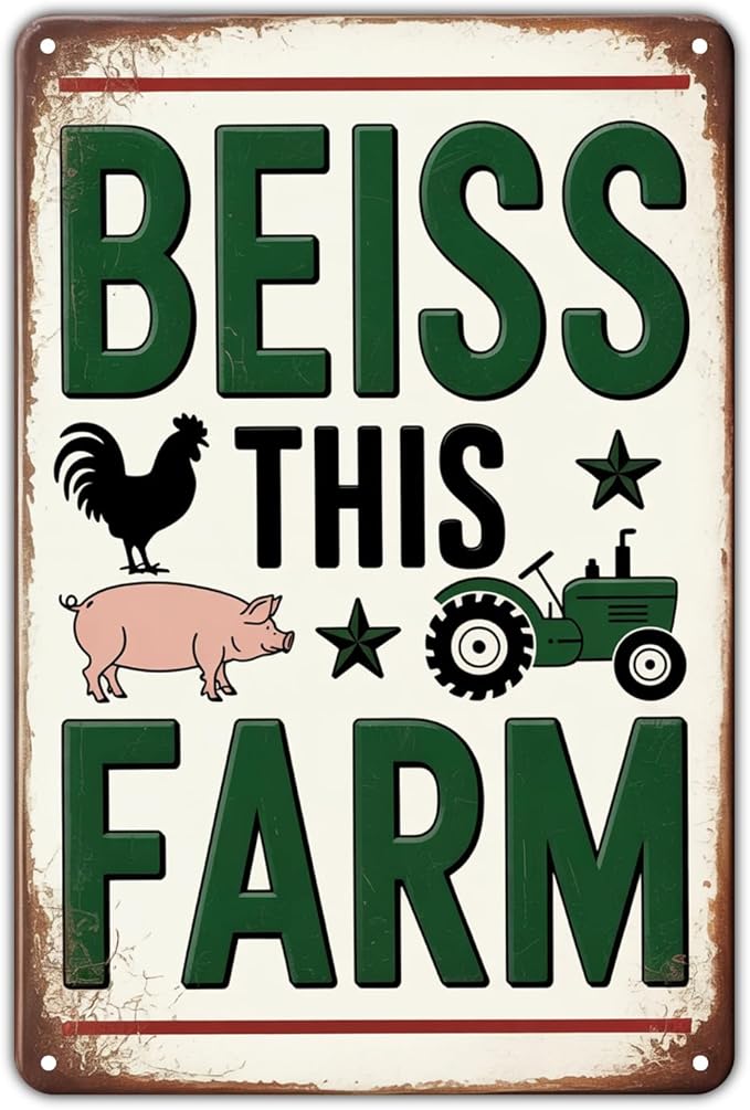 Farmhouse Decor tin sign Vintage Farm Animal Metal Sign Print Aesthetic for Garden Yard Bar Porch Home Bedroom Kitchen Wall Decor Decor Gift 8 x 12 inch
