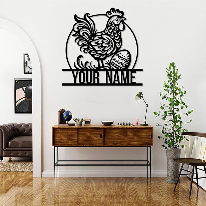 Personalized Chicken Coop Metal Sign,Custom Chicken Farm Metal Wall Art,Personalized Chicken MetalSign, Metal Chicken Farmhouse Sign,Hen House Sign, Funny Chicken Farm Decor (Style D)