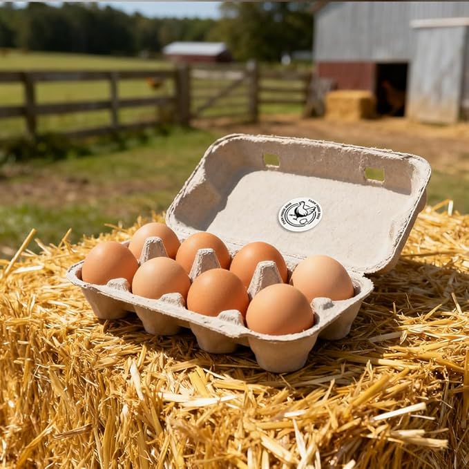 320 Pcs Farm Fresh Eggs Labels, 2 Inch Round Simplicity Retro Style Egg Carton Sticker Waterproof Adhesive Egg Packaging Sticker for Box Container Carton Farm Supplies
