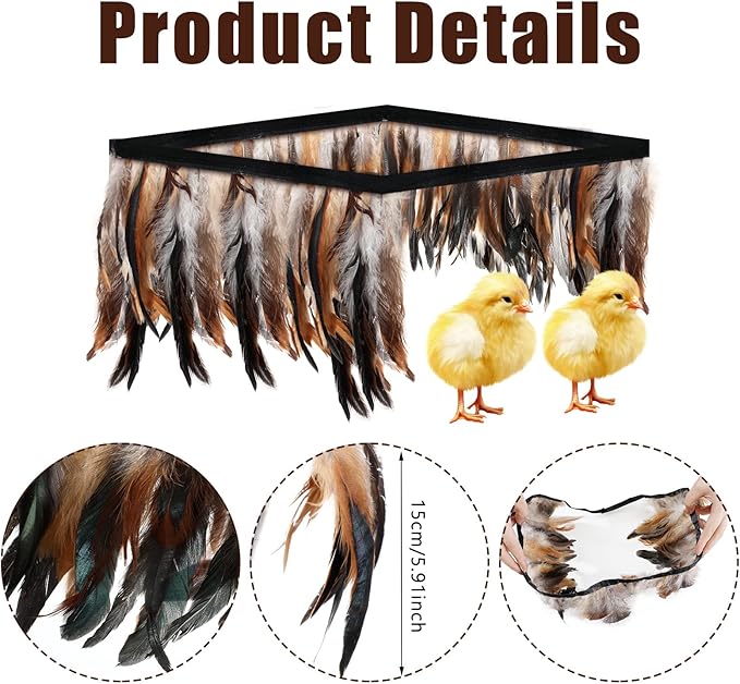 Jutom 4 Pieces Comfort Feathers for Chick Brooder 12 x 12 Inch Chick Brooder Heating Plate Feathers Skirt Chicken Brooder Box Supplies Baby Chicken Coop Warmer Poultry Incubator Heater Plate