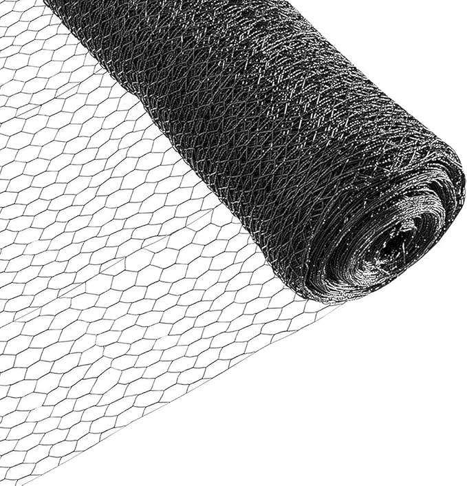 Fencer Wire 20 Gauge Black Vinyl Coated Poultry Hex Netting with 1 inch Mesh (6 ft. x 150 ft.)