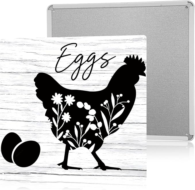 Kitchen Farmhouse Decor Floral Chicken Kitchen Decor Farm Style Decoration Rustic Farm Animal Signs for Home Yard Patio 8×8 Inches Tin Sign