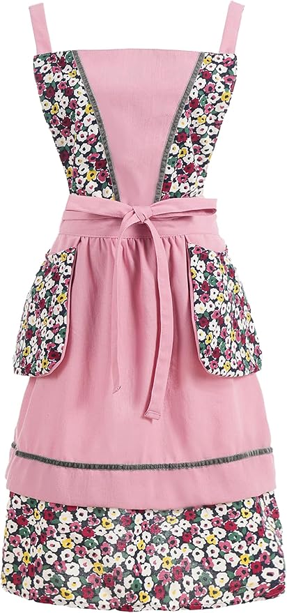 Kitchen Aprons for Women with Pockets Cute Vintage Chef Pinafore Apron for Gardening Cooking Baking Painting