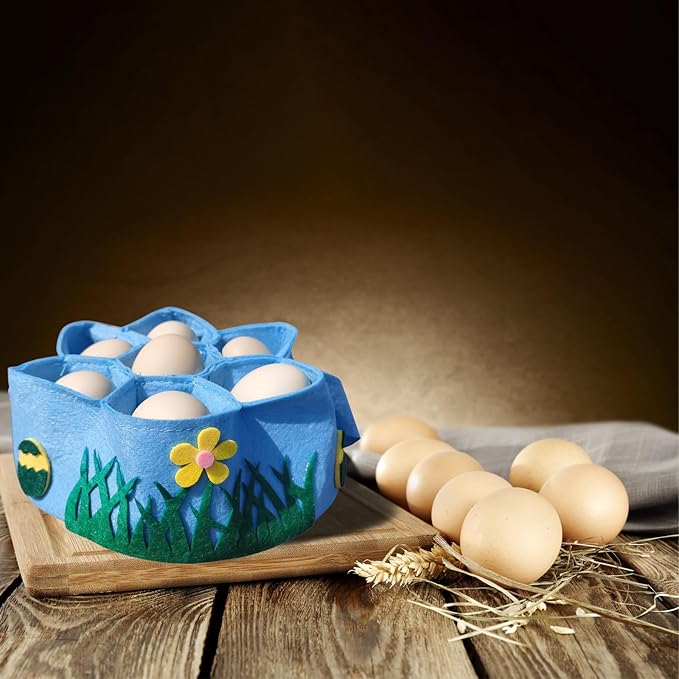 Egg Collecting Basket for Fresh Eggs Gathering Basket with 7 Pouches Egg Bags holder for Chicken Hense Duck Goose Eggs Housewife Farmhouse Kitchen Home Garden (Blue)