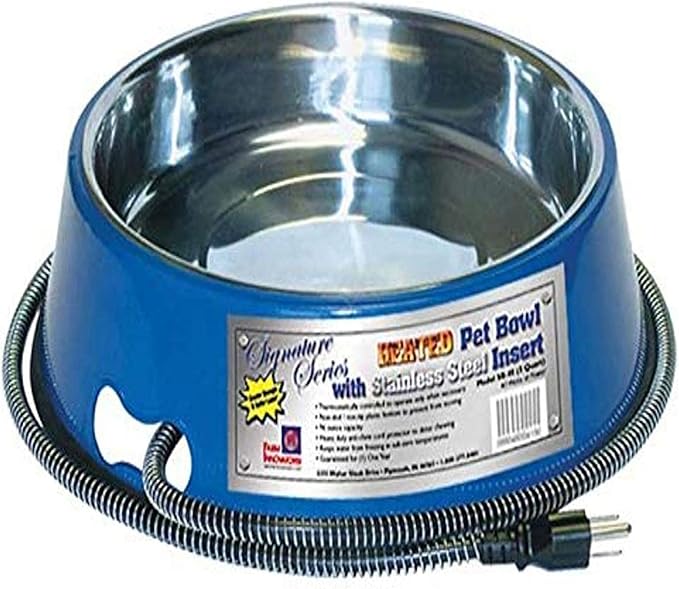 Farm Innovators Signature Series 3 Quart 40 Watt Electric Heated Pet Water Bowl with Stainless Steel Insert, Thermostatic Control, (4 Pack)