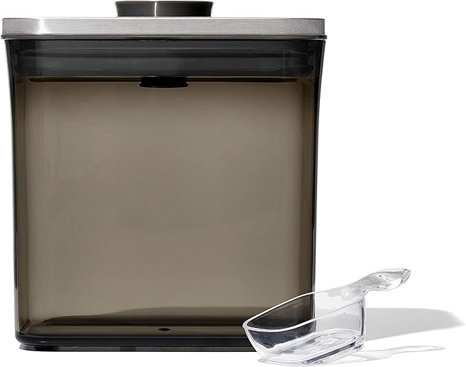 OXO Steel POP Coffee Container with Scoop- 1.7 Qt for Coffee, Tea and More,Grey