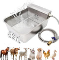 6 Gal Automatic Large Dog Water Dispenser Livestock Water Trough Stainless Steel Waterer Feeder Outdoor Automatic Pet Water Bowl Large Auto Dog Waterer for Big Dogs Cats Chicken Livestock
