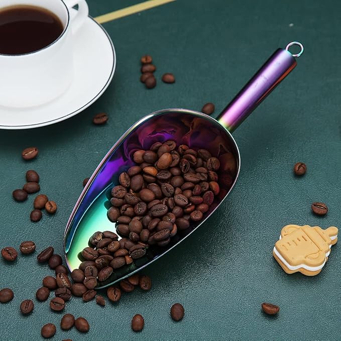 Rainbow Ice Cream Scoop - Premium Stainless Steel for Cookie, Dog Food, Flour, Candy - Dishwasher Safe (8oz/9 Inch)