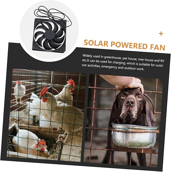 Yardwe 1set Solar Powered Fan for Chicken Coop and Greenhouse Small Exhaust Fan for Pet House Cooling Lightweight and Circulation