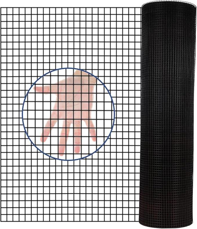 24" x 100" Hardware Cloth 21 Gauge, Black Galvanized Welded Wire Mesh Roll for Chicken Coop Fence, Poultry Netting, Garden Fence, Rabbit & Snake Cage, Heavy Duty Welding Fencing (24×100-21Gauge)