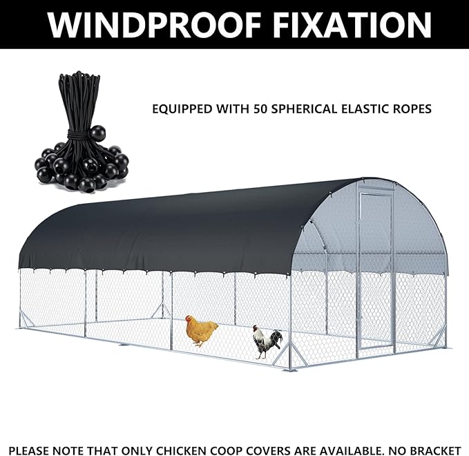 XCZ Chicken coop Cover. Equipped with Spherical Elastic Ropes, Suitable for Large Metal Chicken coops with Three Units. Chicken coop Sunshade Cloth, Waterproof and Sun-Proof. Only Cover