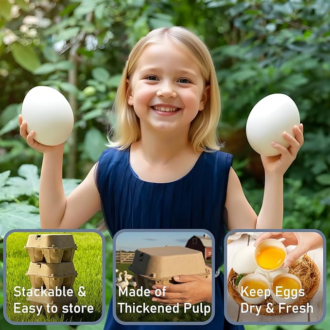Goose Egg Cartons 4 Grids 30 Pack- Holds Up to 4 Counts Eggs Bulk Blank Container Empty Cardboard Thickness Natural Pulp Egg Boxes