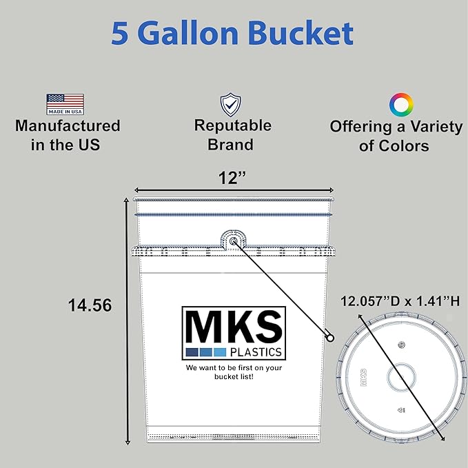 5-Gallon Bucket with Airtight Lid – Made in USA, Food Grade BPA Free Plastic, Heavy Duty Multi-Use, Metal Handle with Grip, Stackable Storage – Red, 3 Pack