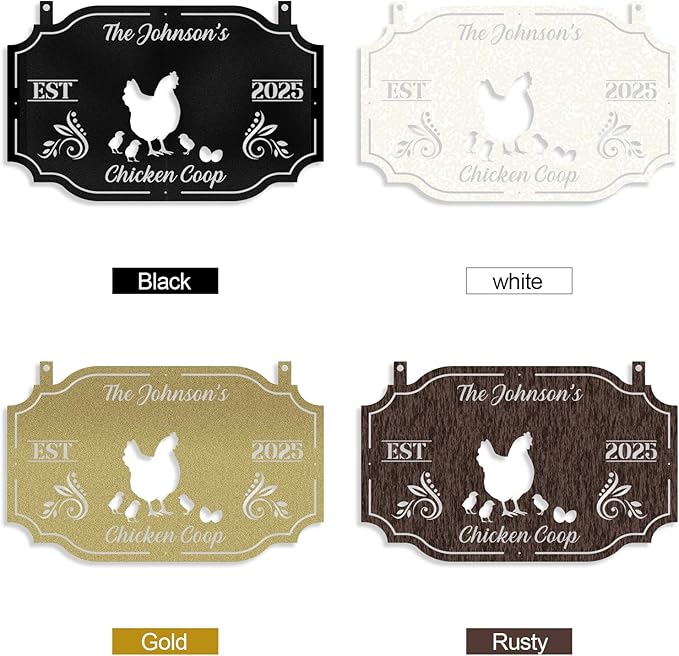 Personalized Chicken Coop Signs, Metal Funny Farm Decor, Chicken Coop Accessories, Metal Outdoor Wall Art, Custom Hen House Sign, Rustic Farmhouse Wall Decor for Farm Yard Garden Color02