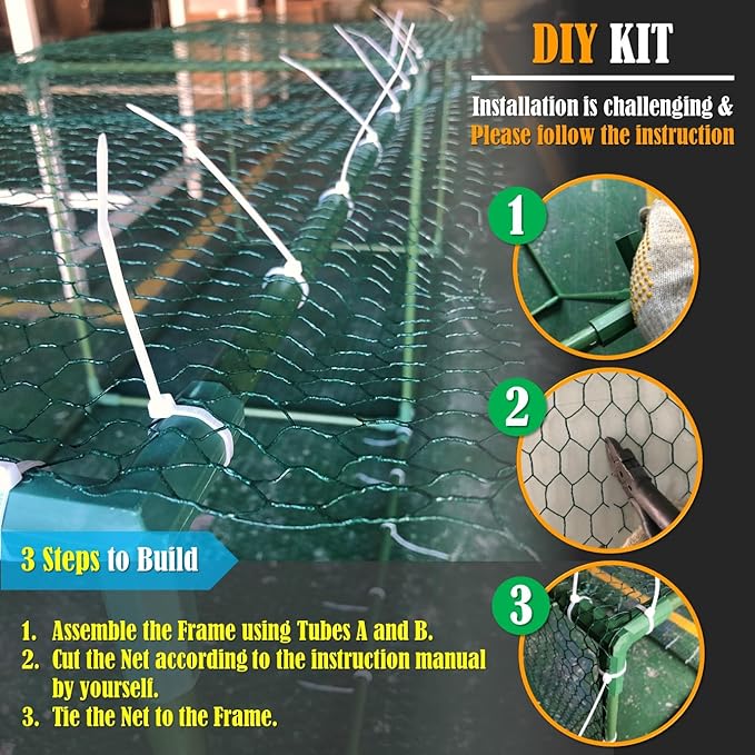 Chicken Tunnel DIY Kit – Movable | Cube Runway with 90° Corner | Modular Design | Rust-Proof | Expandable Outdoor Chicken Run Chunnel for Yard