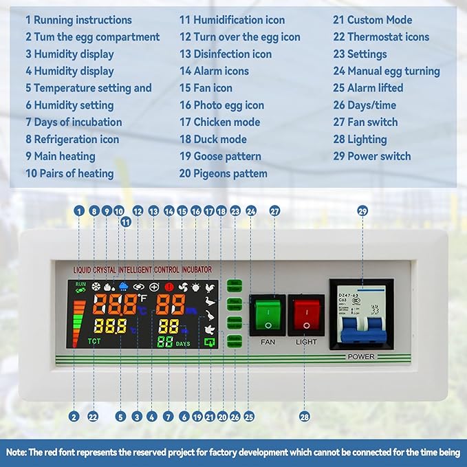 JOJOCY XM‑18SD Egg Incubator Controller, Temperature Humidity Automatic Control Color Display Over-Limit Alarm Thermostat for Chickens, Peacocks, Geese, Ducks, Cranes, Quail and Pigeons
