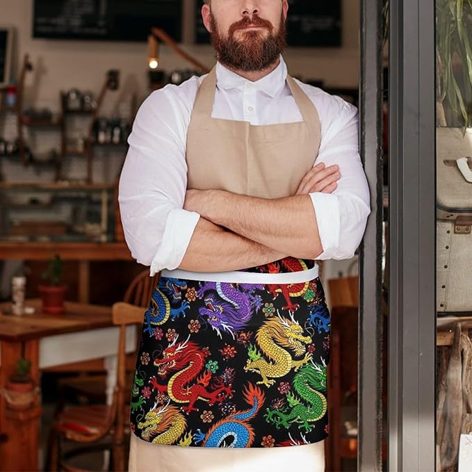 Short 3 Pockets Waist Waiter Waitress Half Apron Waterproof Chef Aprons