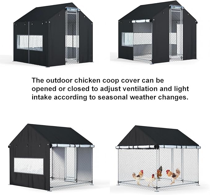 Chicken Coop Cover 6.6x6.6x6.6ft All-Weather, Premium 600D Oxford Fabric – Waterproof, Snowproof & UV-Resistant Outdoor Chicken Coop Protection (Cover Only)