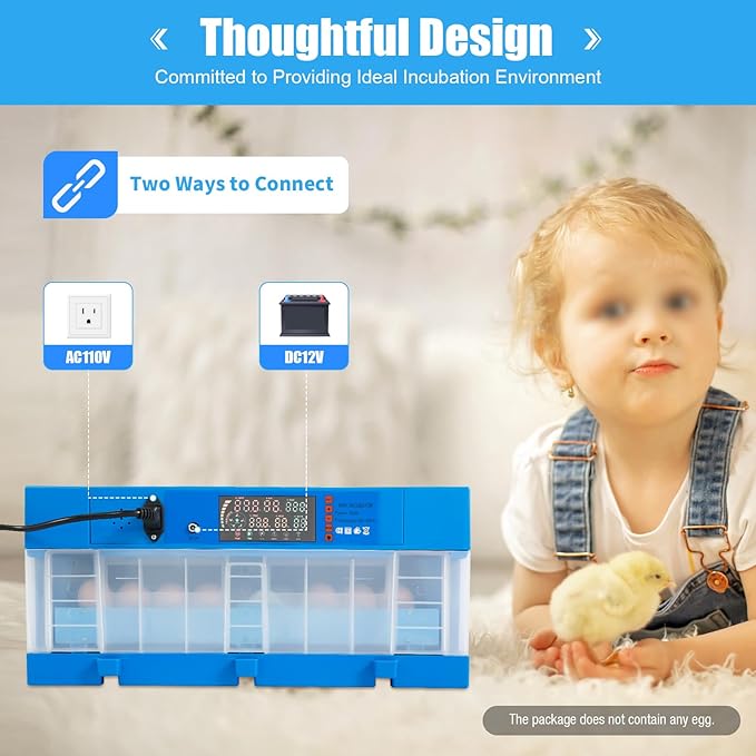 Automatic Egg Incubator,Digital Poultry Hatcher Machine,360° Automatic Egg Turning & Temperature Control,General Purpose Incubator for Hatching Chicken Duck Quail Eggs (48 Egg)