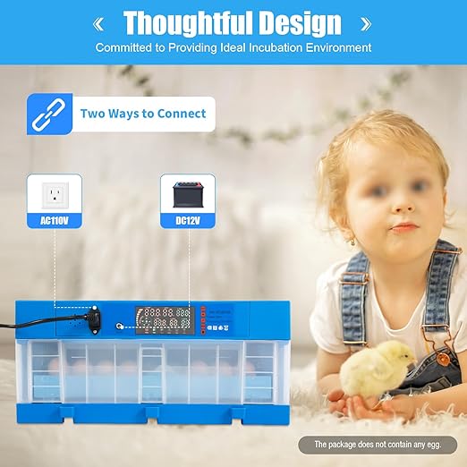 Incubators for Hatching Eggs, 48 Egg Incubator Digital Poultry Hatcher Machine with Automatic Egg Turning, Temperature & Humidity Control, Chicken Incubator for Hatching Duck, Quail, Pigeon