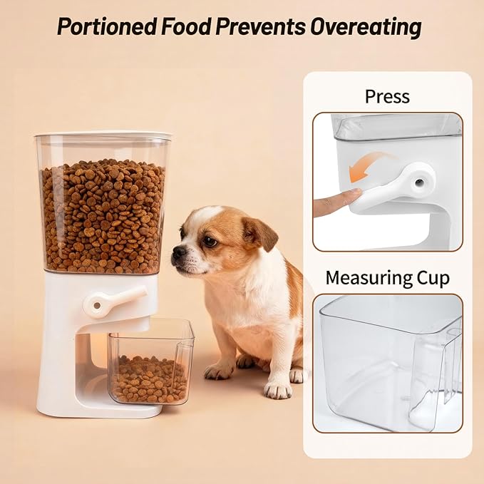 Small Pet Food Storage Container: 5-7 Lbs Airtight Animal Dry Food Dispenser Countertop with Measuring Cup - Organizer Bin for Dog Food, Cat Treats, Chicken, Bird, Puppy, Rabbit & Hamster Feed Pellets