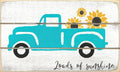 Farmisms 5x3 Inspirational Wooden Rustic Country Signs for Country Farm Living –Loads of Sunshine, Featuring a Vintage Pick Up Truck