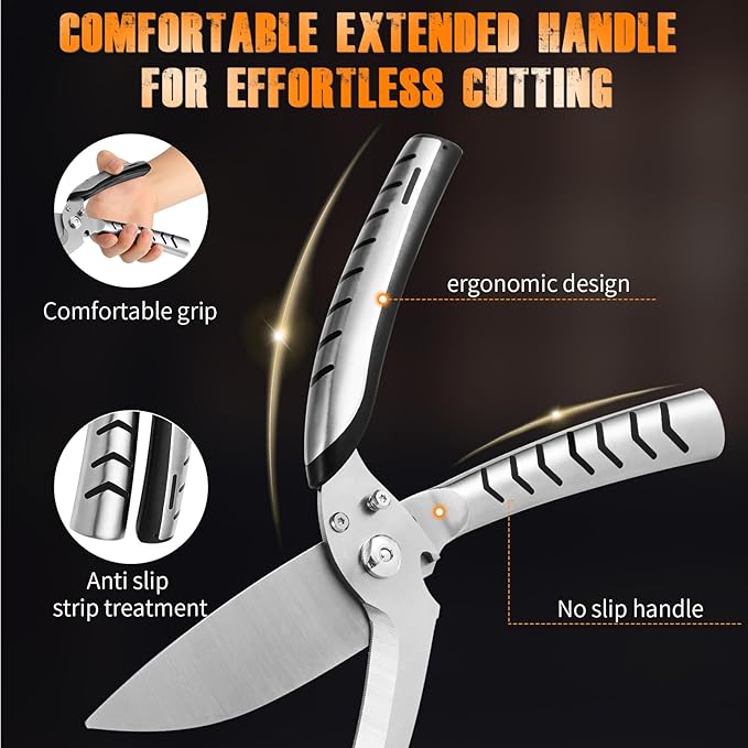 Heavy Duty Poultry Shears，Kitchen scissors heavy duty with Serrated Edge,Chicken shears,Meat scissors heavy duty ，For Cutting Bone, Turkey, Fish ，Seafood，Dishwasher Safe，silver