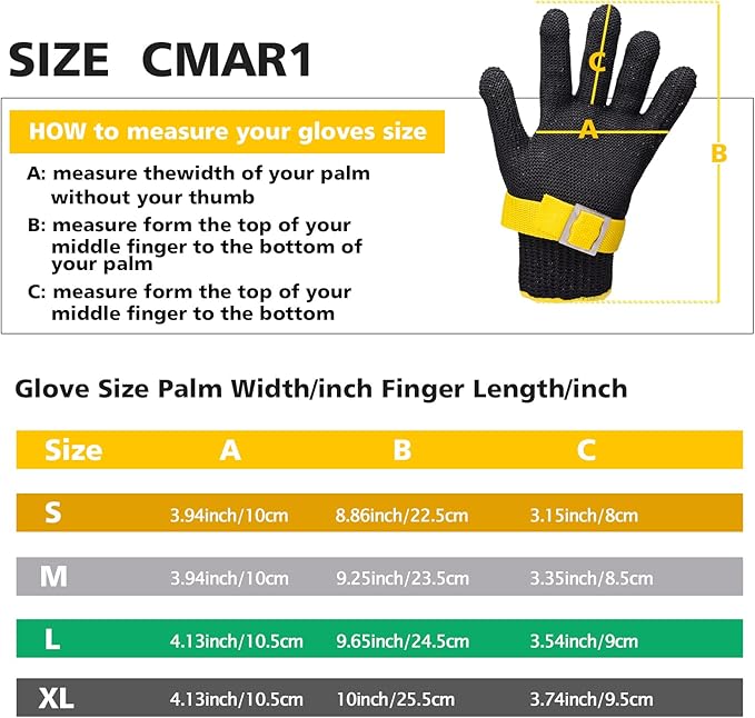 Schwer ANSI A9 Cut Resistant Glove, Food Grade Stainless Steel wire Mesh Metal Gloves, Knife Cutting Gloves for kitchen Mandoline Slicing Butcher Meat Cutting Oyster Shucking Fish Fillet（L, 1 PCS）