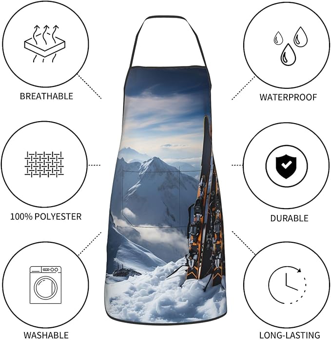 Kitchen Aprons for Men Women Waterproof Apron with 2 Pockets Tropical plants and parrots Apron Adjustable Bib Aprons