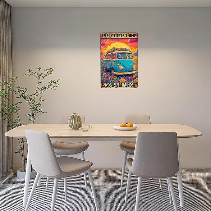 Funny Sign Every Little Thing Is Gonna Be Alright Metal Tin Sign Retro Wall Decor for Kitchen Cafe Garage Bedroom Bar Pubs 12×8 Inch