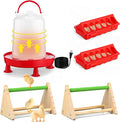 5 Pack 3l Heated Chicken Waterer Chick Perch Set for Winter 0.8 Gallon Heated Poultry Fountain with Leg Support and Flip Top Poultry Feeder for Chicks Ducks Quail