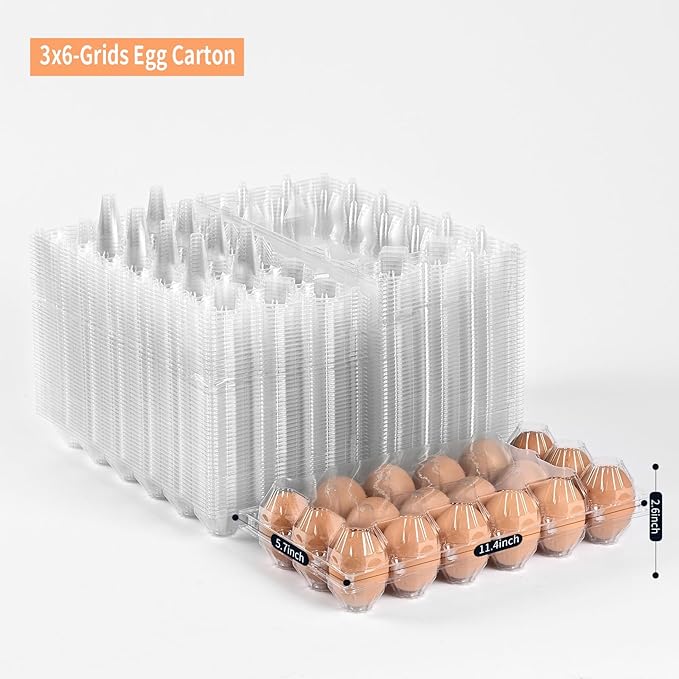 110 pc clear plastic Egg Cartons Cheap Bulk, (3 * 6) 18grid Reusable Eggs Carton Bulk, clear plastic egg cartons,Egg cartons cheap bulk Perfect for Family, Farm, Markets, Display