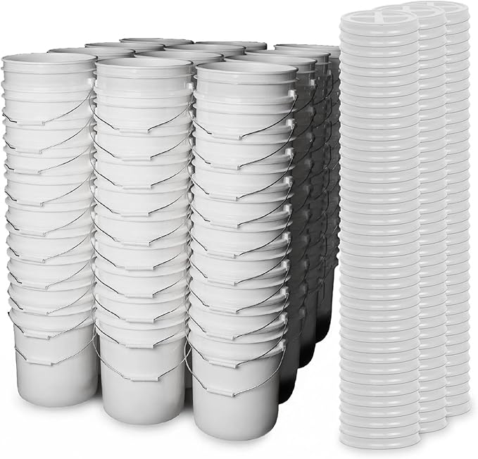 ePackageSupply 5 Gallon Bucket with Gamma Seal Screw on Airtight Lid, Food Grade Storage, Premium HPDE Plastic, BPA Free, Durable 90 Mil All Purpose Pail, Made in USA, 120, White