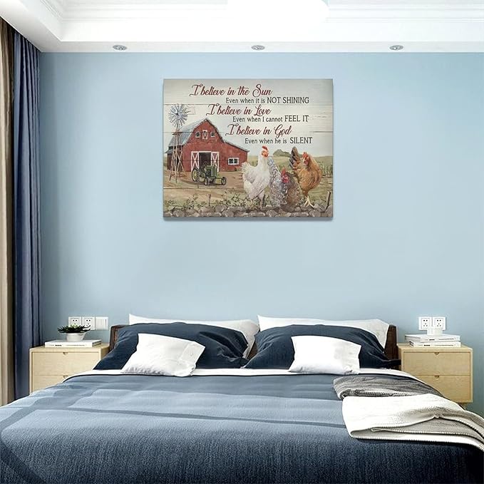 banonaty Rooster Kitchen DecorWall Art Rustic Farmhouse Chicken Barn PicturesWall Decor Country Inspirational Quotes Canvas Prints Home Office Decorations For Bathroom Dinning Room Framed 20/inx16/in