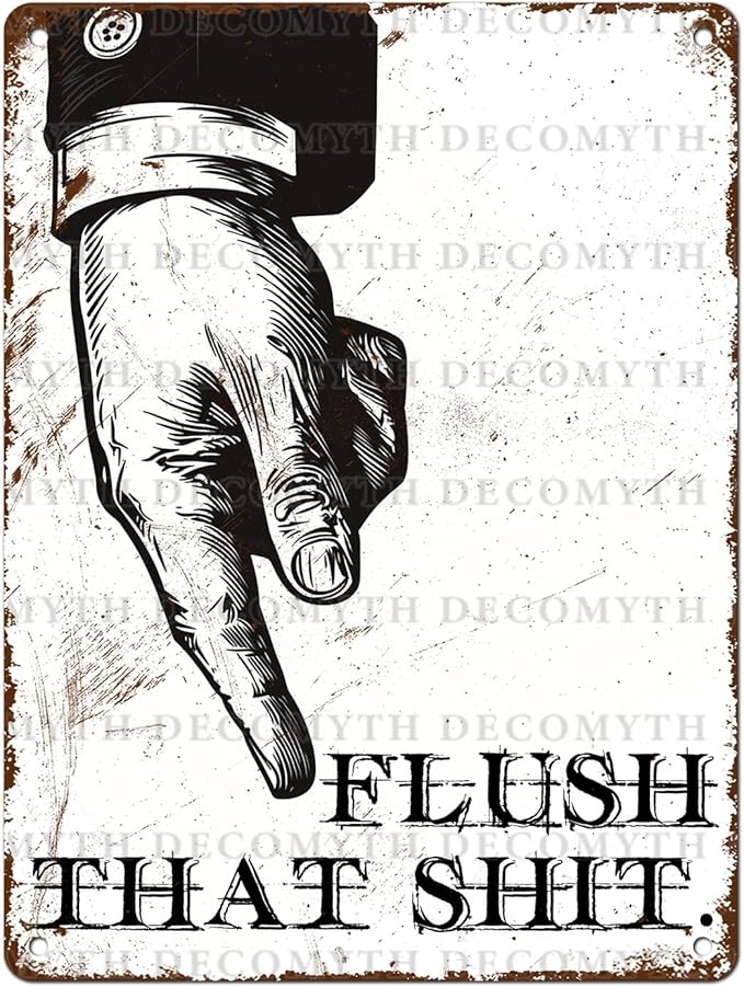 Funny Bathroom Sign Flush That Toilet Washroom Decor Metal Tin Sign 12 * 16inch
