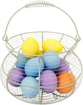Wire Egg Gathering Basket - Farmhouse Metal Storage Holder, Vintage Chicken Coop Carrier with Wooden Handle Grip | Fresh Eggs Gatheringg Baskett for Kitchen Pantry Decor