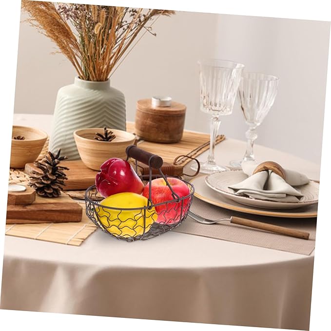 Creative Retro Storage Basket Eggs Vintage Style Holder Farmhouse Wire Basket Countertop Decorative Collecting Container