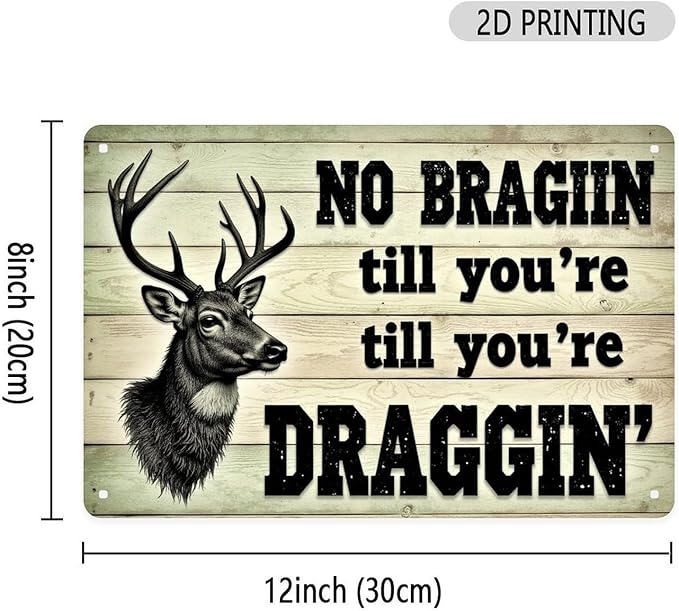 Deer Hunting Rules Tin Sign Vintage Hunting Lodge Metal Sign Print Aesthetic for Garden Yard Bar Porch Home Bedroom Kitchen Wall Decor Gift 8 X 12 in