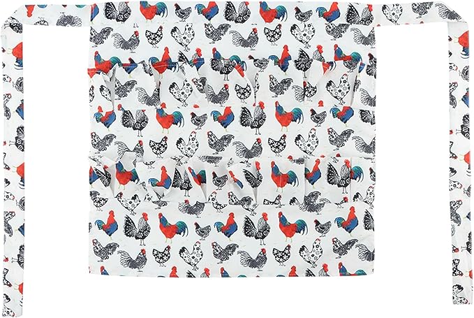 Egg Apron,12 Deep Pockets Eggs Collecting Aprons Polyester,Cute Pattern Design Egg-Carrier Gathering-Apron for Chicken Duck Goose Eggs,Fun to Use,Nice Gift for Women,Adults,Housewives