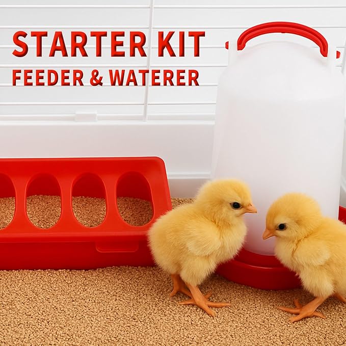 Oncpcare Chick Feeder and Waterer Kit, 4 Pack Baby Chick Starter Kit | Essential Supplies and Accessories for Coop, Duckling, Quail, Pigeon