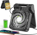 Solar Camping Fan 10400mAh, Solar Powered Fan with LED Lantern, 7W Rechargeable Battery Operated Fans for Outside, 4 Speeds, 2-8H Timer and Quiet Battery Powered Solar Tent Fans for Outdoor, Barbecue