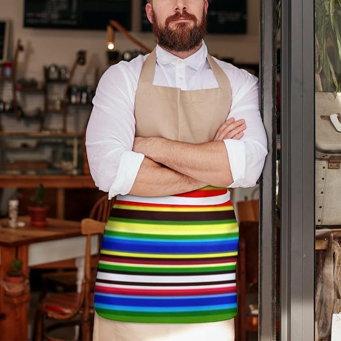 Unisex Apron for Cooking Server Waitress Half Waist Apron with 3 Pockets